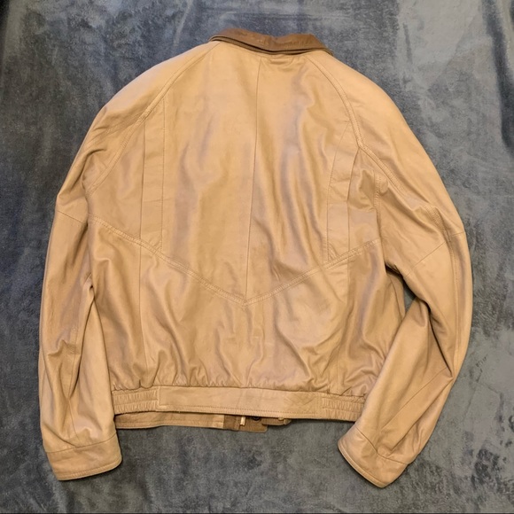 Men’s St. Croix tan leather bomber jacket - Picture 3 of 4